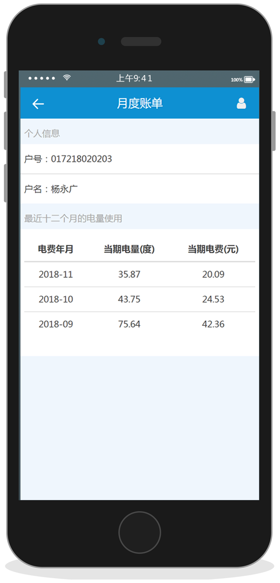 月度賬單
